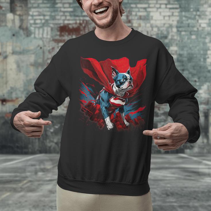 Super Power Superhero Boston Terrier Dog For Men Women Kids Unisex Sweatshirt, gift for family, gift for coworker