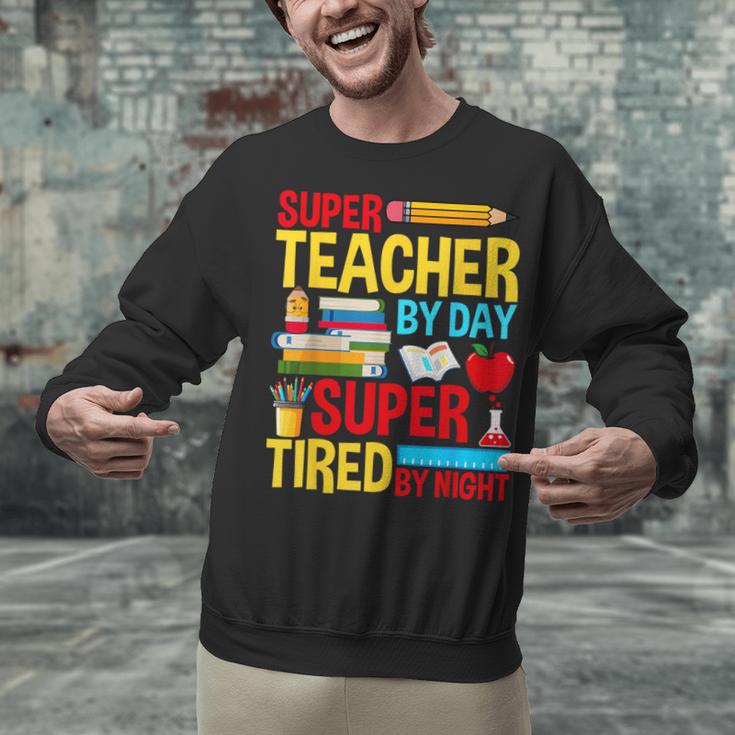 Super Teacher By Day Super Tired By Night Superhero Teacher Unisex Sweatshirt, Super Teacher Sweatshirts, gift for family, gift for coworker Super Teacher By Day Super Tired By Night Superhero Teacher Unisex Sweatshirt, Super Teacher Sweatshirts, gift for family, gift for coworker