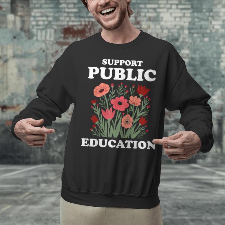 Support Public Education Cute Floral Teacher Red For Ed Unisex Sweatshirt, gift for family, gift for coworker Support Public Education Cute Floral Teacher Red For Ed Unisex Sweatshirt, gift for family, gift for coworker