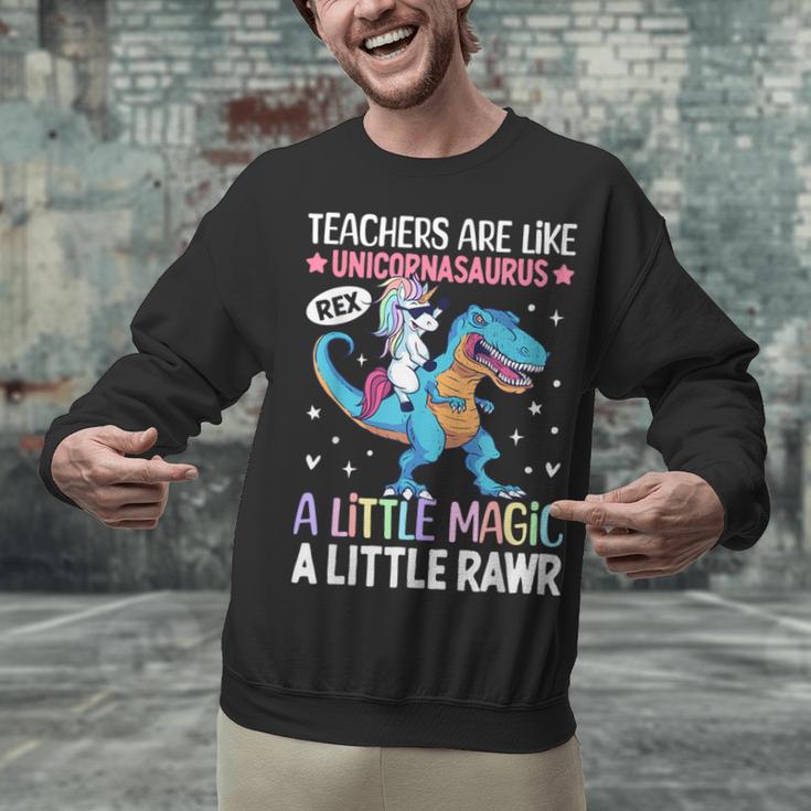 T Rex Dinosaur Unicorn Teachers Are Like Unicornasaurus Rex Unisex Sweatshirt, gift for family, gift for coworker T Rex Dinosaur Unicorn Teachers Are Like Unicornasaurus Rex Unisex Sweatshirt, gift for family, gift for coworker