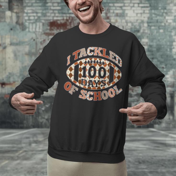 I Tackled 100 Days Of School Football Boys Girls Teachers Unisex Sweatshirt, gift for family, gift for coworker