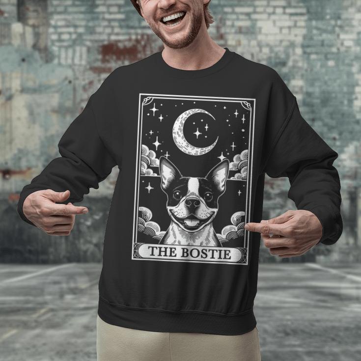 Tarot Card Vintage Crescent Moon Boston Terrier Dog Mom Unisex Sweatshirt, Boston Terrier Tarot Sweatshirts, Boston Terrier Mom Sweatshirts, gift for family, gift for coworker