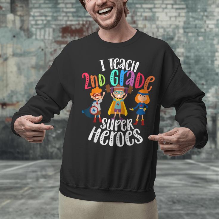 I Teach 2nd Grade Superheroes Back To School Teacher Men Women Girls Kids Unisex Sweatshirt, 2nd Grade Teacher Sweatshirts, gift for family, gift for coworker