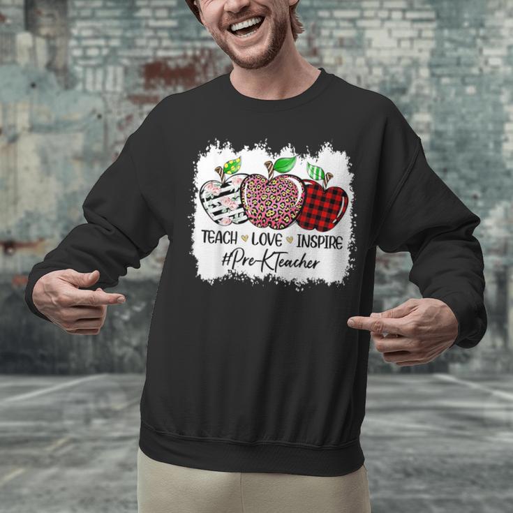Teach Love Inspire Pre-k Teacher Apple Leopard Red Plain Unisex Sweatshirt, gift for family, gift for coworker