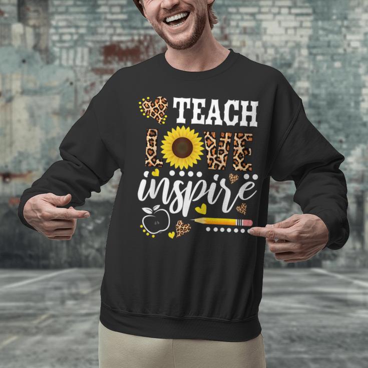 TEACH LOVE INSPIRE Teacher Sunflower Appreciation Unisex Sweatshirt, gift for family, gift for coworker