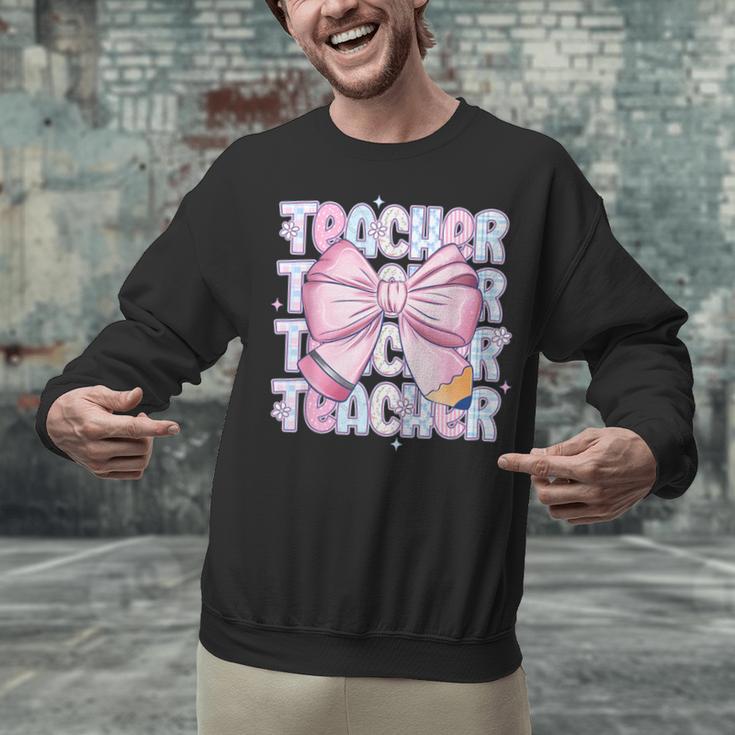 Teacher Bow Pencil Flowers Teacher Back To School Unisex Sweatshirt, gift for family, gift for coworker Teacher Bow Pencil Flowers Teacher Back To School Unisex Sweatshirt, gift for family, gift for coworker