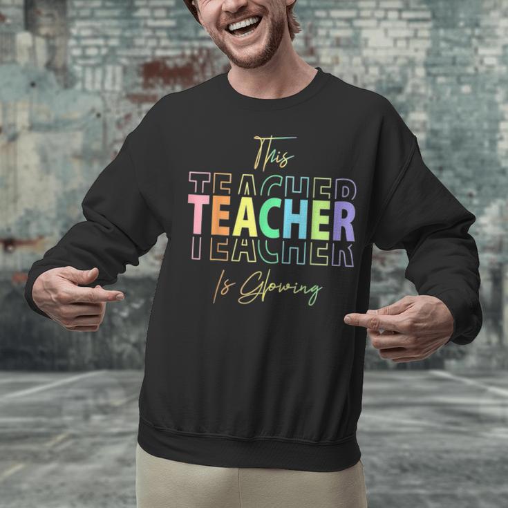 This Teacher Is Glowing Hello Summer End Of School Unisex Sweatshirt, gift for family, gift for coworker