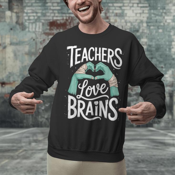 Teacher Halloween Shirt Women Men Teachers Love Brains Unisex Sweatshirt, gift for family, gift for coworker