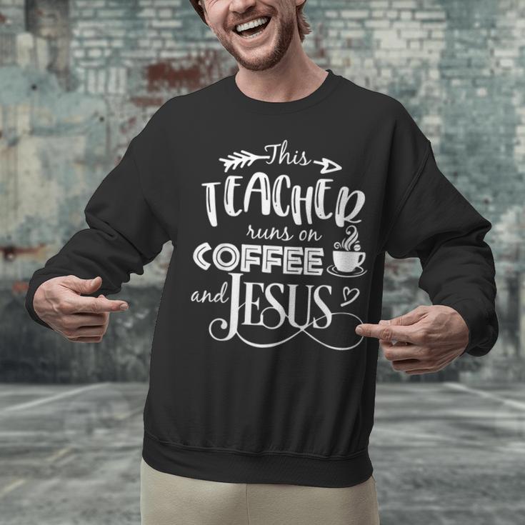 This Teacher Runs On Coffee And Jesus T Shirt Christian Tees Unisex Sweatshirt, gift for family, gift for coworker This Teacher Runs On Coffee And Jesus T Shirt Christian Tees Unisex Sweatshirt, gift for family, gift for coworker