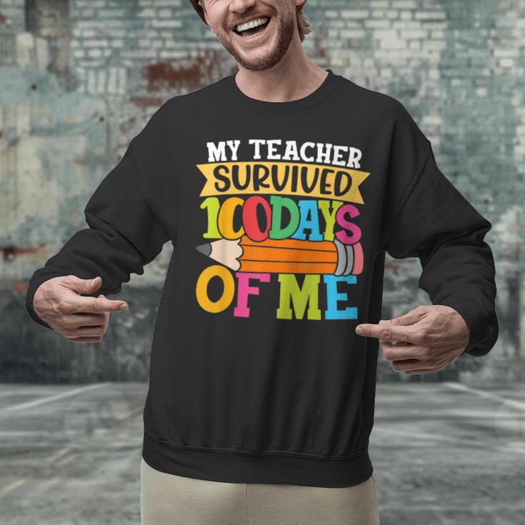 My Teacher Survived 100 Days Of Me 100th Day Of School Kids Unisex Sweatshirt, gift for family, gift for coworker My Teacher Survived 100 Days Of Me 100th Day Of School Kids Unisex Sweatshirt, gift for family, gift for coworker