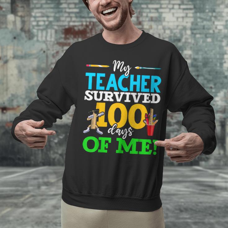 My Teacher Survived 100 Days Of Me Dab 100 Days Of School For Men Women Kids Unisex Sweatshirt, gift for family, gift for coworker My Teacher Survived 100 Days Of Me Dab 100 Days Of School For Men Women Kids Unisex Sweatshirt, gift for family, gift for coworker