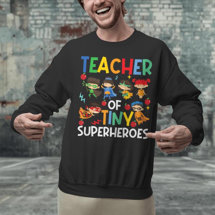 Teacher Of Tiny Superheroes Teach 100th Day Of School Men Women Girls Kids Unisex Sweatshirt, gift for family, gift for coworker