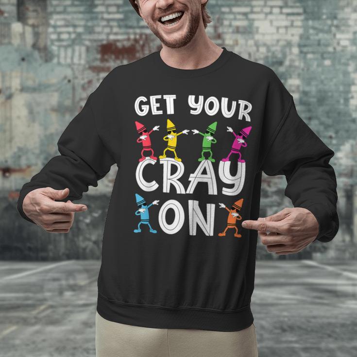 Teacher's Get Your Cray On Dabbing Crayons Unisex Sweatshirt, gift for family, gift for coworker Teacher's Get Your Cray On Dabbing Crayons Unisex Sweatshirt, gift for family, gift for coworker
