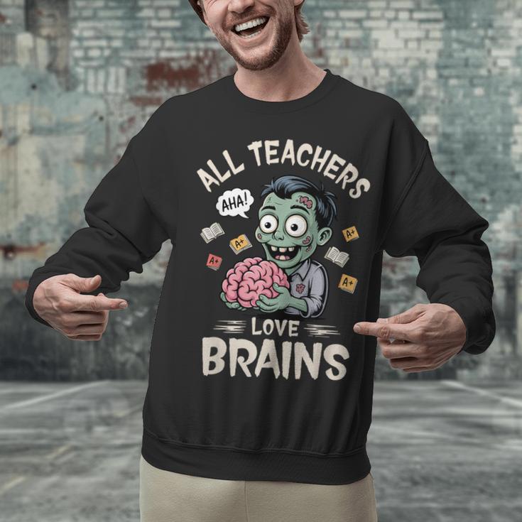 Teachers Love Brains Tee-Shirt Men Women Halloween Teacher Unisex Sweatshirt, gift for family, gift for coworker