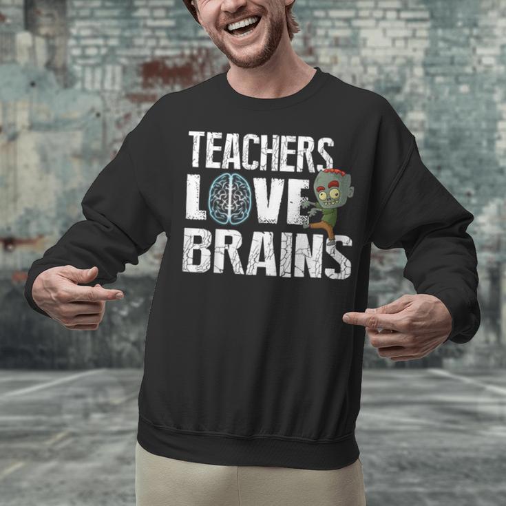Teachers Love Brains Zombie Halloween Hilarious Unisex Sweatshirt, gift for family, gift for coworker
