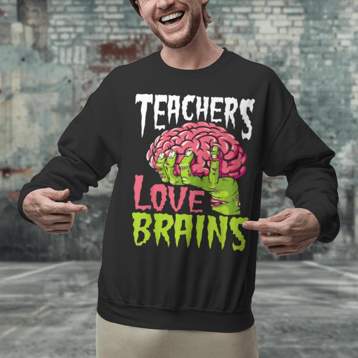 Teachers Love Brains Zombie Teacher Halloween Zombies Unisex Sweatshirt, gift for family, gift for coworker