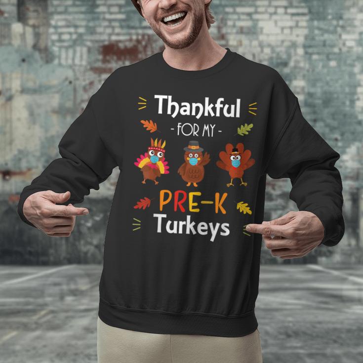 Thankful For My Prek Turkeys In Masks Thanksgiving Teacher For Men Women Unisex Sweatshirt, gift for family, gift for coworker