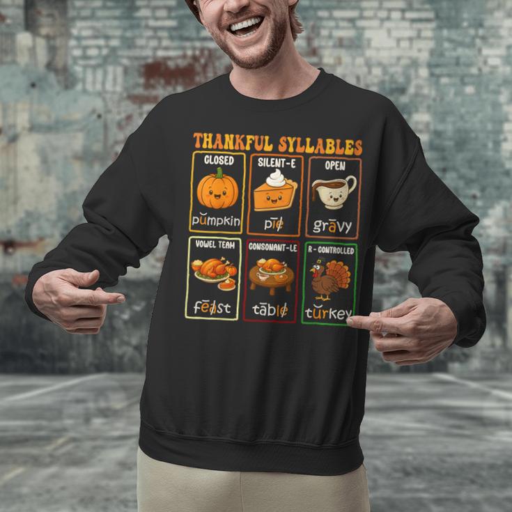 Thankful Syllables Thanksgiving Phonics Reading Teacher Fall Unisex Sweatshirt, gift for family, gift for coworker Thankful Syllables Thanksgiving Phonics Reading Teacher Fall Unisex Sweatshirt, gift for family, gift for coworker
