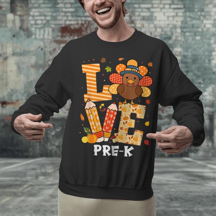 Thanksgiving Love Pre-K Teacher Turkey Autumn Fall For Men Women Girls Kids Unisex Sweatshirt, gift for family, gift for coworker