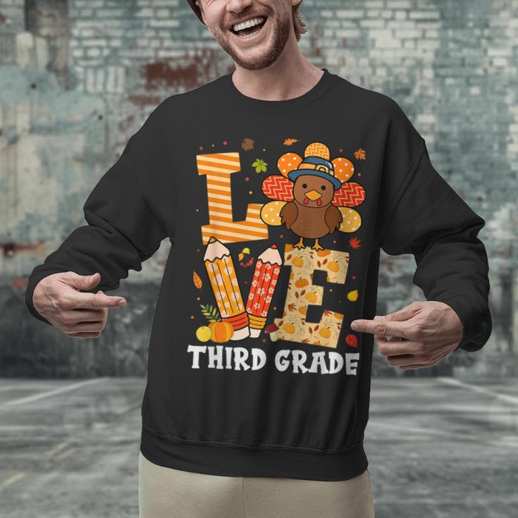 Thanksgiving Love Third Grade Teacher Turkey Autumn Fall Men Women Girls Kids Unisex Sweatshirt, gift for family, gift for coworker