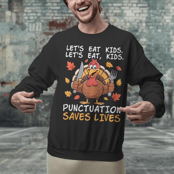 Thanksgiving Teacher Turkey Lets Eat Kids Punctuation Unisex Sweatshirt, gift for family, gift for coworker