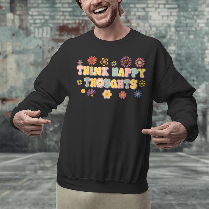 Think Happy Thoughts Teens Spring Positive Message Teachers For Men Women Girls Kids Unisex Sweatshirt, gift for family, gift for coworker