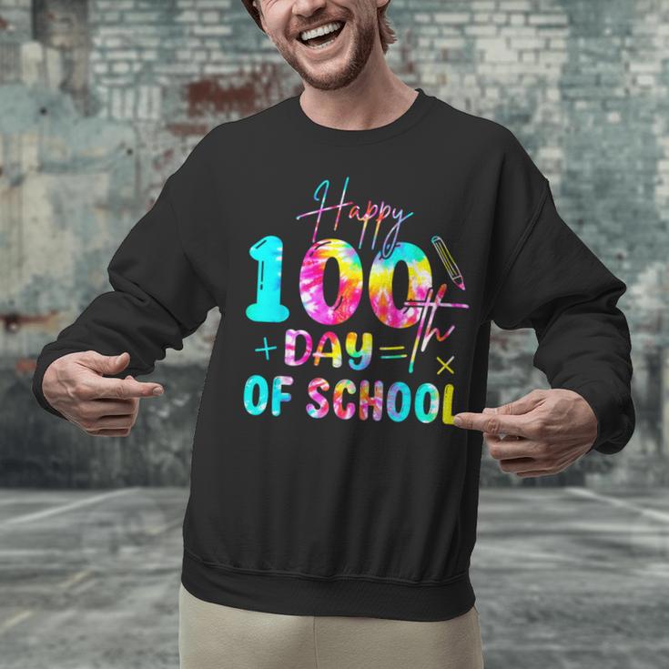 Tie Dye Happy 100th Day Of School Teacher Student 100 Days Unisex Sweatshirt, gift for family, gift for coworker