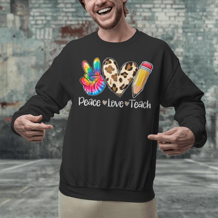 Tie Dye Hippie Peace Love Teach Teacher Appreciation Unisex Sweatshirt, gift for family, gift for coworker