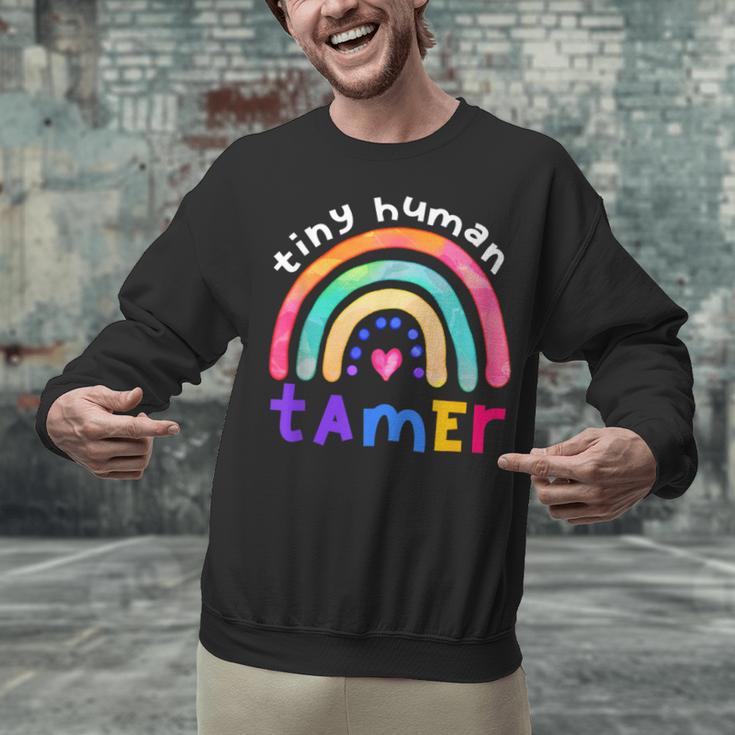 Tiny Human Tamer Watercolor Rainbow Daycare Teacher Unisex Sweatshirt, gift for family, gift for coworker Tiny Human Tamer Watercolor Rainbow Daycare Teacher Unisex Sweatshirt, gift for family, gift for coworker