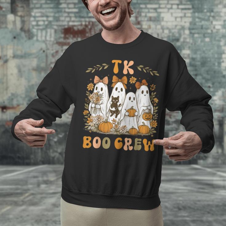 TK Boo Crew Preppy Halloween Floral Ghost TK Teacher Team TK Unisex Sweatshirt, gift for family, gift for coworker