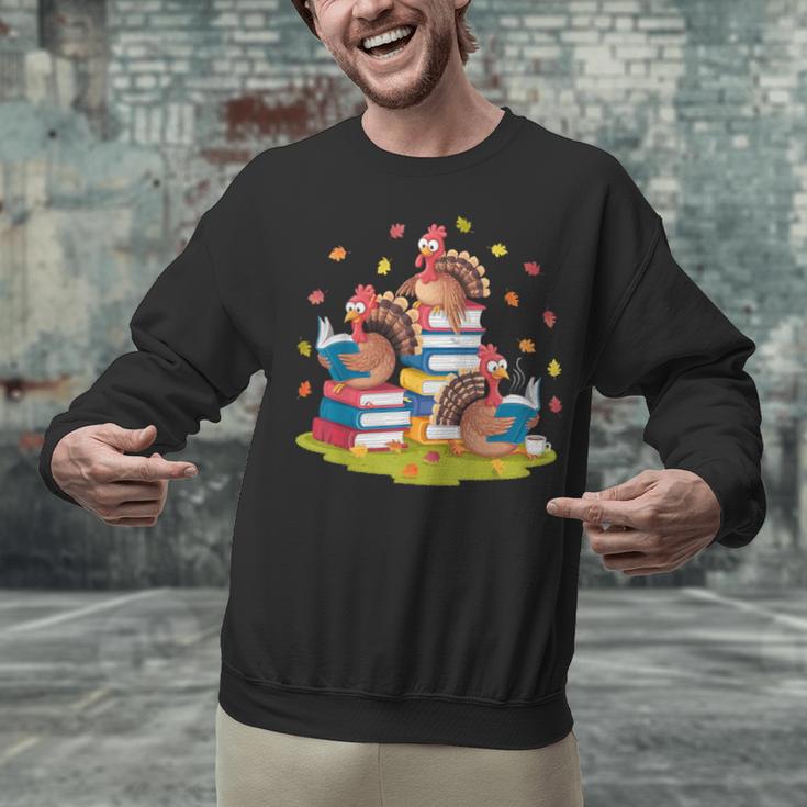 Turkey Reading Books Fall Season Thanksgiving Teacher Book Unisex Sweatshirt, gift for family, gift for coworker Turkey Reading Books Fall Season Thanksgiving Teacher Book Unisex Sweatshirt, gift for family, gift for coworker
