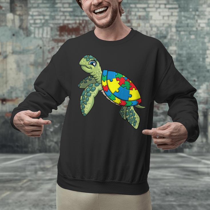 Turtle Puzzle Pieces For Autism Awareness Kids Women Teacher Unisex Sweatshirt, gift for family, gift for coworker Turtle Puzzle Pieces For Autism Awareness Kids Women Teacher Unisex Sweatshirt, gift for family, gift for coworker