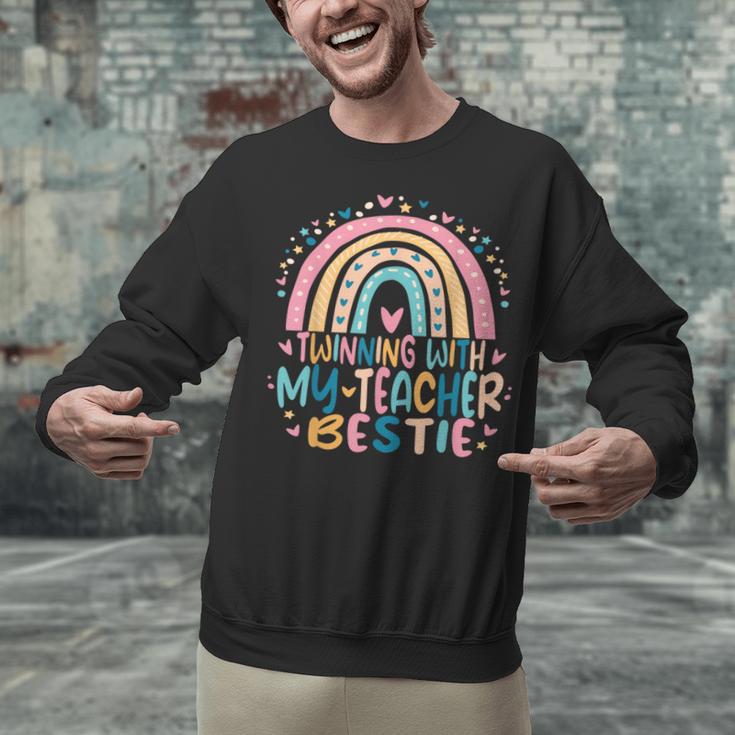 Twinning With My Teacher Bestie Rainbow Matching Teachers Unisex Sweatshirt, gift for family, gift for coworker Twinning With My Teacher Bestie Rainbow Matching Teachers Unisex Sweatshirt, gift for family, gift for coworker