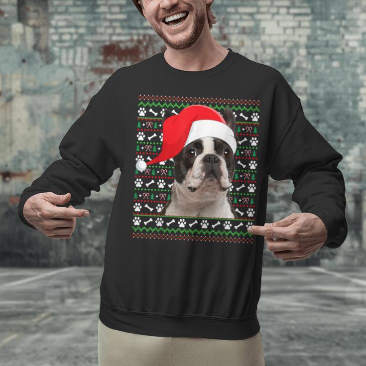 Ugly Xmas Sweater Santa Boston Terrier Dog Christmas For Men Women Kids Unisex Sweatshirt, Boston Terrier Christmas Sweatshirts, gift for family, gift for coworker