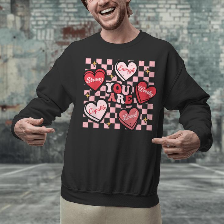 Valentine You Are Loved Worthy Enough Candy Heart Teacher For Men Women Girls Kids Unisex Sweatshirt, gift for family, gift for coworker Valentine You Are Loved Worthy Enough Candy Heart Teacher For Men Women Girls Kids Unisex Sweatshirt, gift for family, gift for coworker