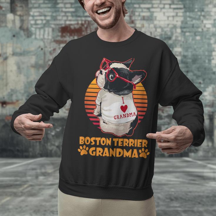 Vintage Boston Terrier Grandma Wear Sunglasses Dog Lover Men Women Girls Kids Unisex Sweatshirt, gift for family, gift for coworker