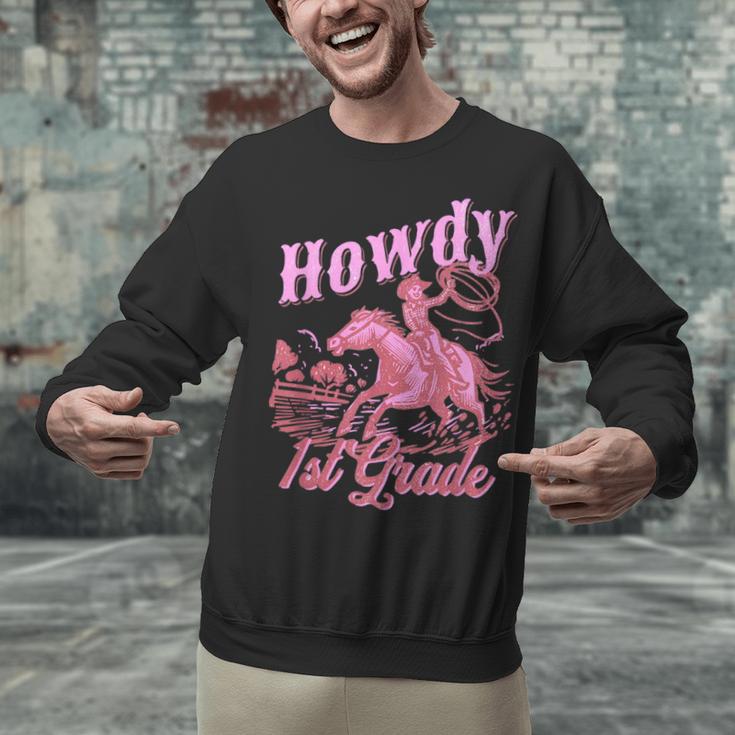 Vintage Howdy First Grade Cowgirl Teacher Western School Unisex Sweatshirt, First Grade Teacher Sweatshirts, gift for family, gift for coworker