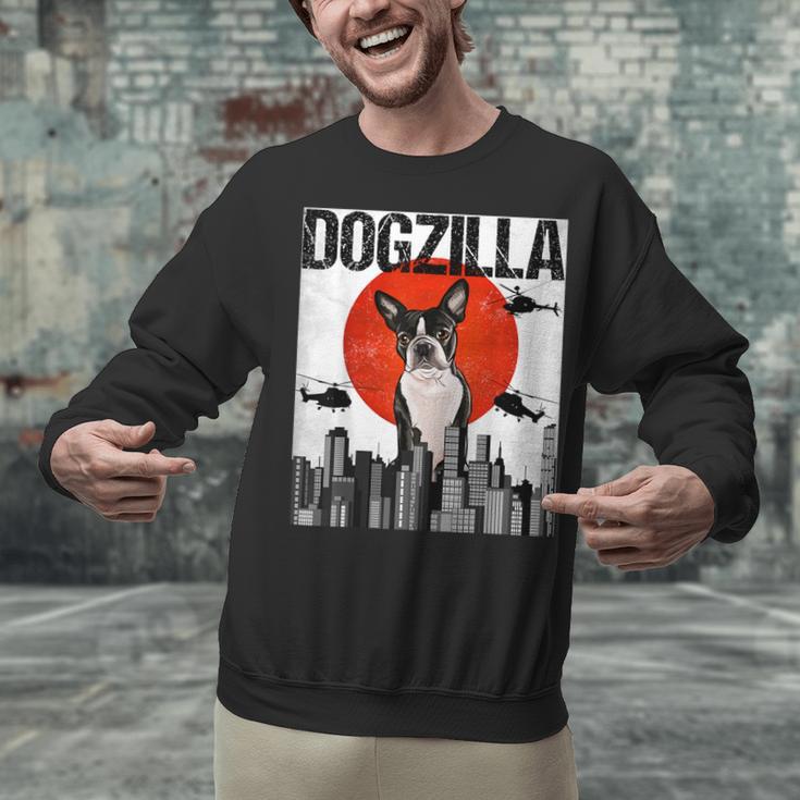 Vintage Japanese Dogzilla Boston Terrier Unisex Sweatshirt, gift for family, gift for coworker