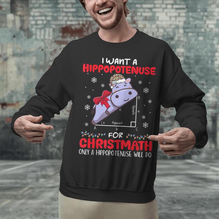 I Want A Hippopotenuse For Christmath Math Teacher Christmas Unisex Sweatshirt, gift for family, gift for coworker I Want A Hippopotenuse For Christmath Math Teacher Christmas Unisex Sweatshirt, gift for family, gift for coworker