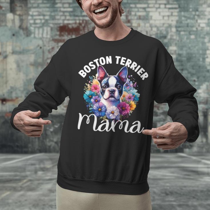 Watercolor Floral Boston Terrier Mama Dog Lover Mother's Day For Men Women Girls Kids Unisex Sweatshirt, gift for family, gift for coworker