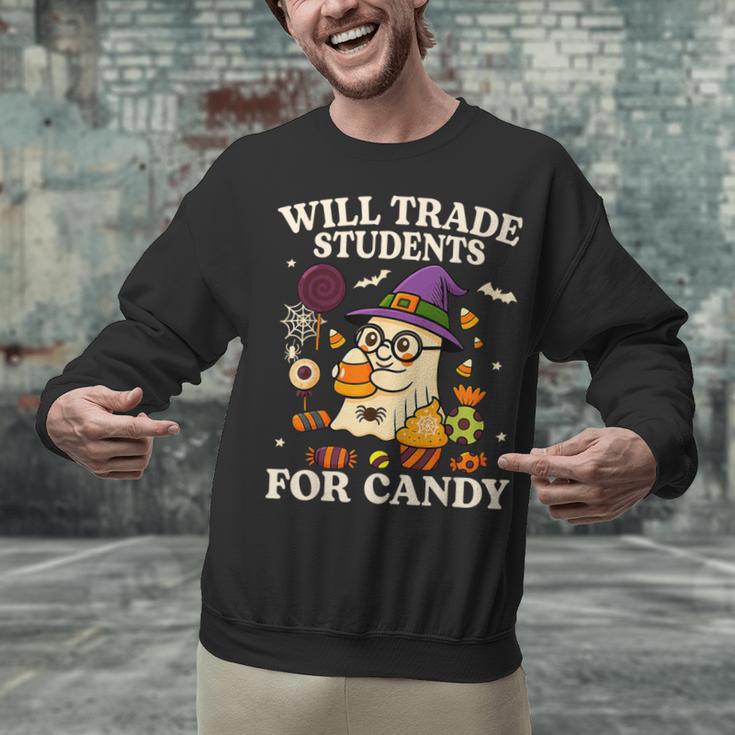 Will Trade Students For Candy Teacher Ghost Halloween Unisex Sweatshirt, gift for family, gift for coworker Will Trade Students For Candy Teacher Ghost Halloween Unisex Sweatshirt, gift for family, gift for coworker