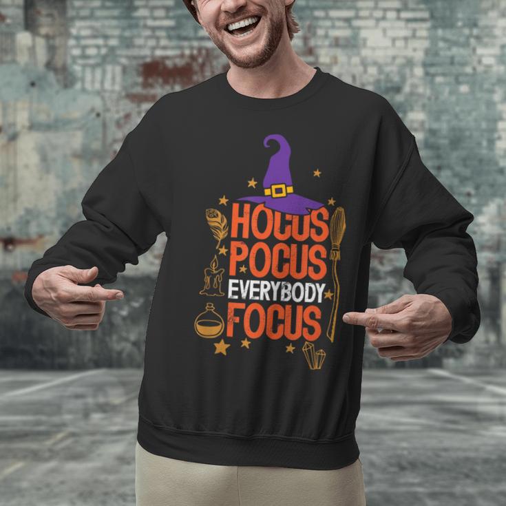 Witchy Halloween Hocus Pocus Everybody Focus Teacher Pumpkin Unisex Sweatshirt, gift for family, gift for coworker