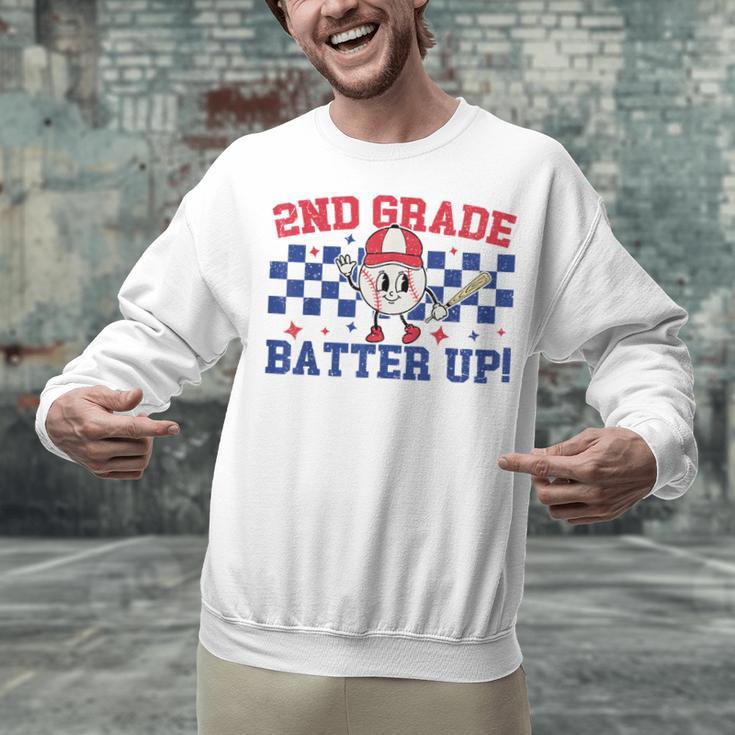 2nd Grade Batter Up Back To School Baseball Teacher Kids Unisex Sweatshirt, 2nd Grade Teacher Sweatshirts, gift for family, gift for coworker
