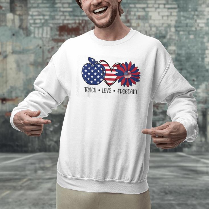 American Flag Teach Love Freedom Preschool Teacher 4th July Unisex Sweatshirt, gift for family, gift for coworker American Flag Teach Love Freedom Preschool Teacher 4th July Unisex Sweatshirt, gift for family, gift for coworker