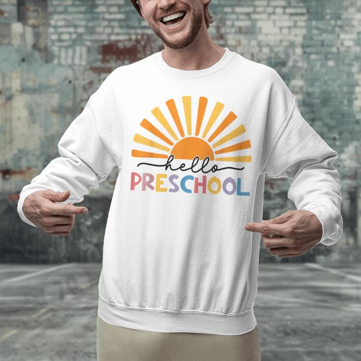 Back To School Hello Preschool For Kids Teacher Women Unisex Sweatshirt, gift for family, gift for coworker Back To School Hello Preschool For Kids Teacher Women Unisex Sweatshirt, gift for family, gift for coworker