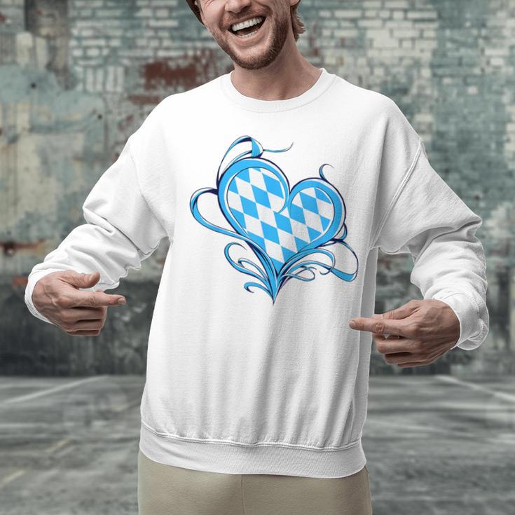 Bavarian Flag As Heart Blue Diamond Bavaria Unisex Sweatshirt, gift for family, gift for coworker