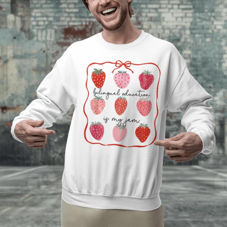 Bilingual Education Is My Jam Strawberry Spanish Teacher Unisex Sweatshirt, gift for family, gift for coworker
