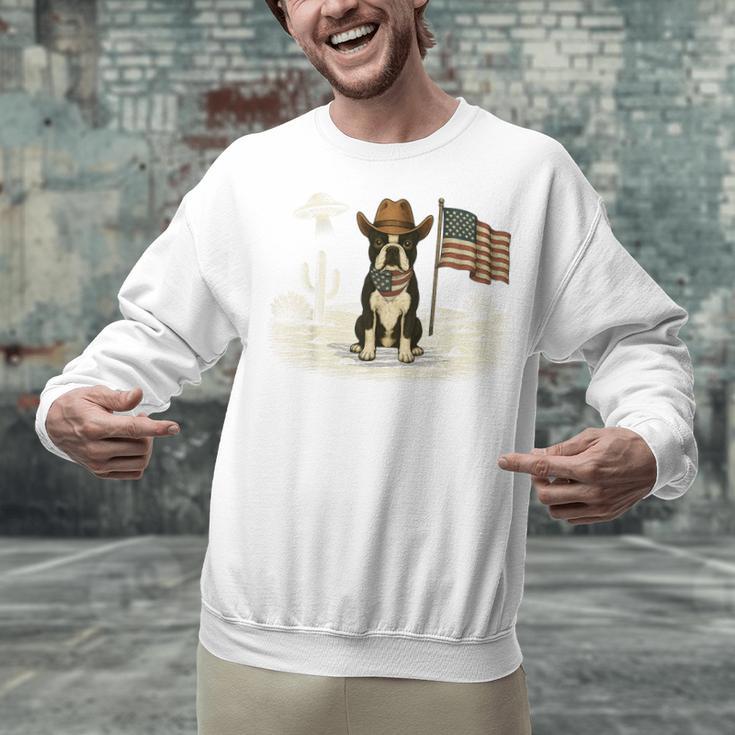 Boston Terrier 4th Of July US American Flag Dog Patriotic Unisex Sweatshirt, American Boston Terrier Sweatshirts, Patriotic Boston Terrier Sweatshirts, Boston Terrier 4th Of July Sweatshirts, gift for family, gift for coworker