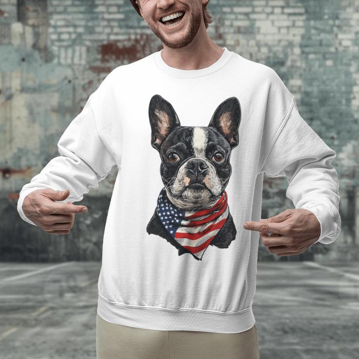 Boston Terrier American Flag Unisex Sweatshirt, American Boston Terrier Sweatshirts, gift for family, gift for coworker