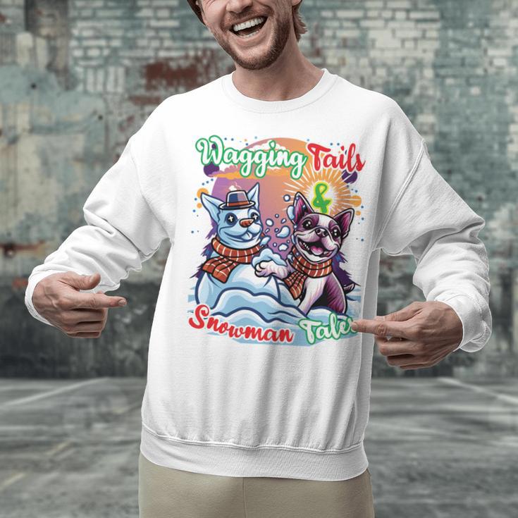 Boston Terrier Dog Christmas Snowman Winter Snow Unisex Sweatshirt, Boston Terrier Christmas Sweatshirts, gift for family, gift for coworker